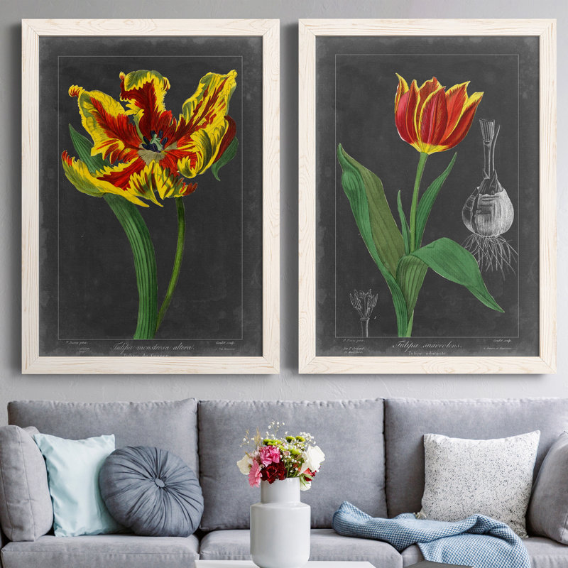 «Midnight Tulip II», reproduction encadrée de qualité supérieure - prête à être accrochée, H 43,5 po x l 31,5 po x P 1 po