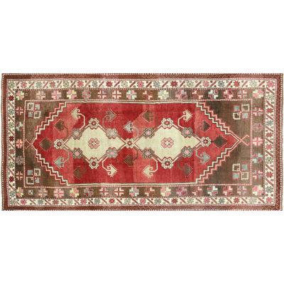 Gallery Size One-of-a-Kind 4'8" X 9'5" 1960s Runner Wool Area Rug in