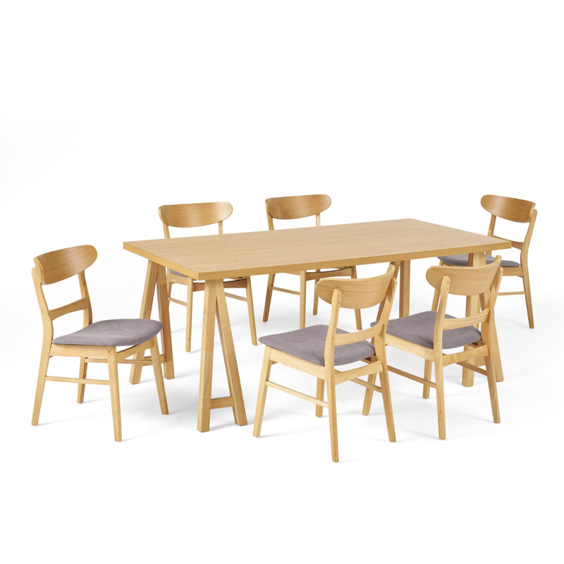 Ensemble repas pour 6 personnes, Gris foncé, Chêne naturel