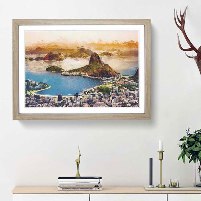Skyline of Rio De Janeiro in Brazil in Abstract - Picture Frame Graphic Art Print