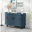 Buffet moderne incurvé de 47,2 pouces avec 4 portes et tablettes intérieures réglables pour le salon, la cuisine, la chambre à coucher et le couloir (bleu)-1058852539