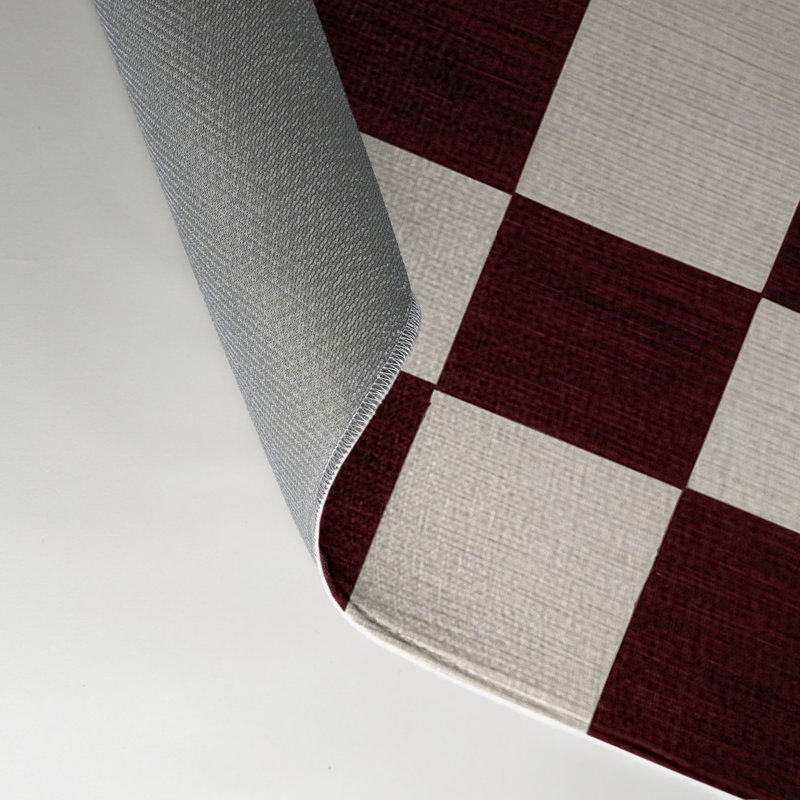 Tapis d'intérieur et d'extérieur à carreaux rouge, Rectangle 5 pi x 7 pi