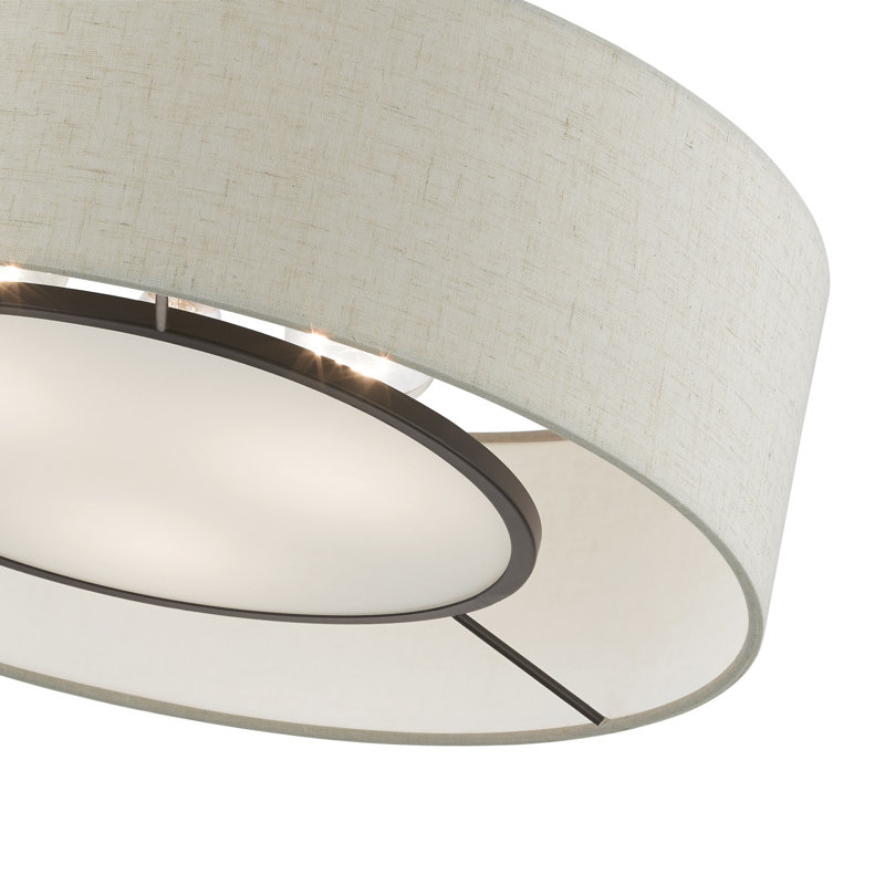 Plafonnier semi-encastré 3 lumières 17 po Zeidi, Bronze anglais