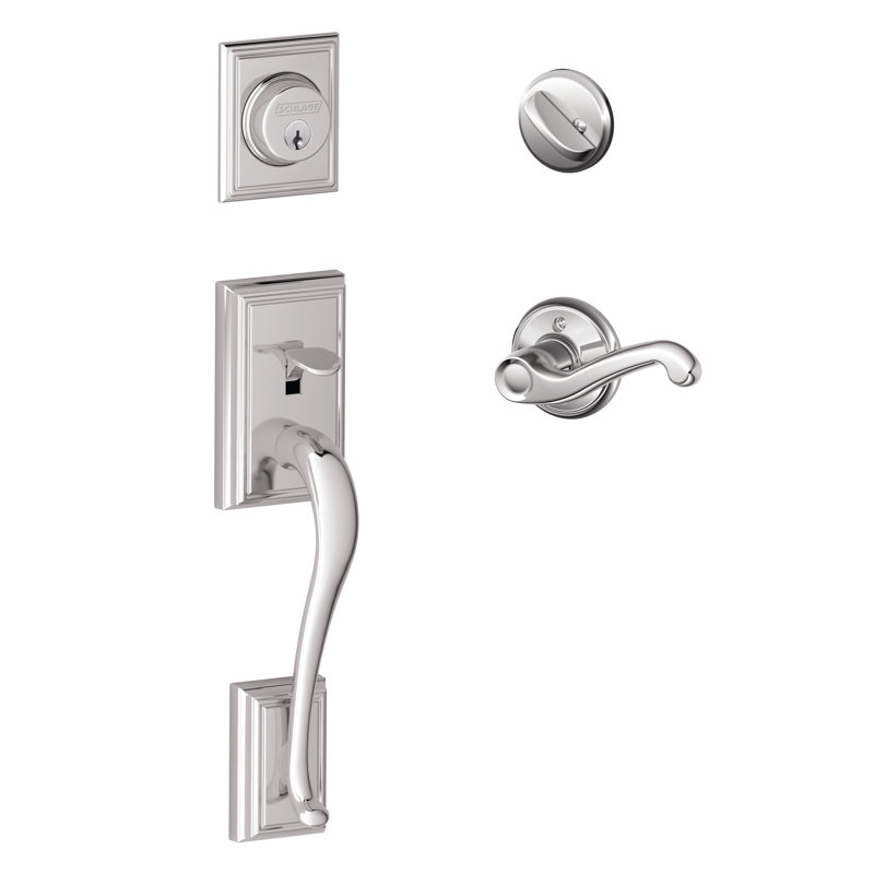 Ensemble de poignée Addison avec pêne dormant et levier de porte et rosette Addison, Chrome brillant, Gauche