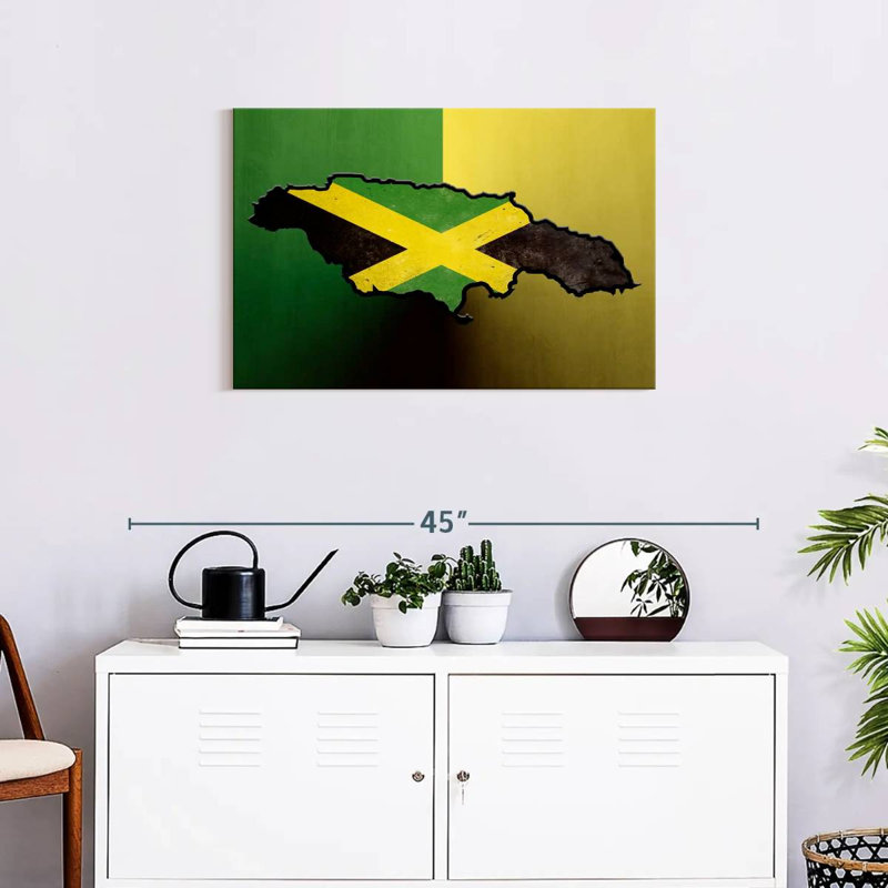 Drapeau de la Jamaïque sur toile, H 20 po x l 30 po x P 1,25 po