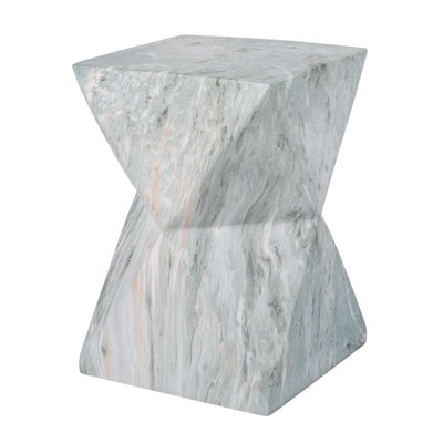 18.5"H Modern Geometric MGO Side Table, Hourglass Accent Table with Faux Marble Finish - Weather Resistant End Table for Indoor and Outdoor Use, Living Room, Bedroom & Patio