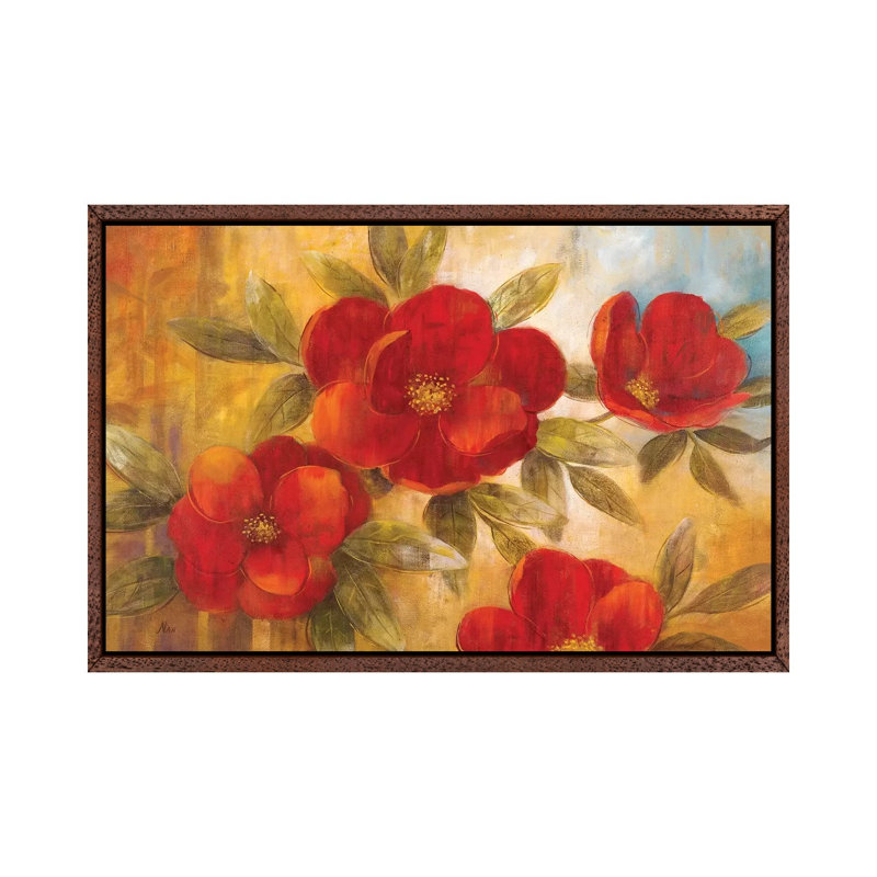 Jardin Rouse I by Nan - Painting on Canvas, Classic Brown Wood Framed, 101.6 cm H x 66.04 cm W
