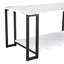 Table basse en marbre épais à 2 couches de 1,5 cm, plateau de table rectangulaire de L 38,9 po avec base en fer, plateau blanc et pied noir pour la salle à manger, la table, le magasin, l'utilisation