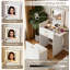 Table de coiffeuse rabattable, coiffeuse compacte / mini, coiffeuse intégrée au miroir, armoire de rangement tout-en-un, ensemble de coiffeuse avec tabouret