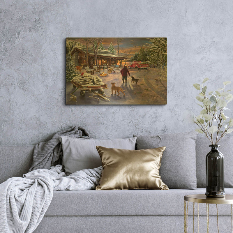 « Refuge d'hiver », illustration de Bigelow, tableau mural en métal doré, 91,4 cm x 61 cm, 36 po x 24 po