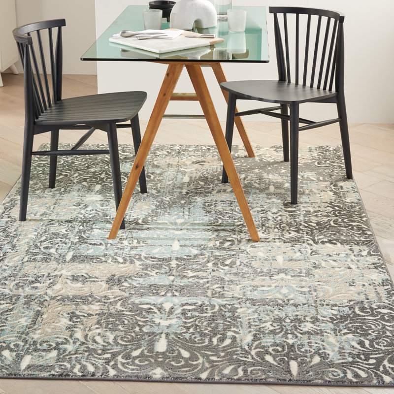Springmont Damask Indoor Rug, Rectangle 4" x 6"