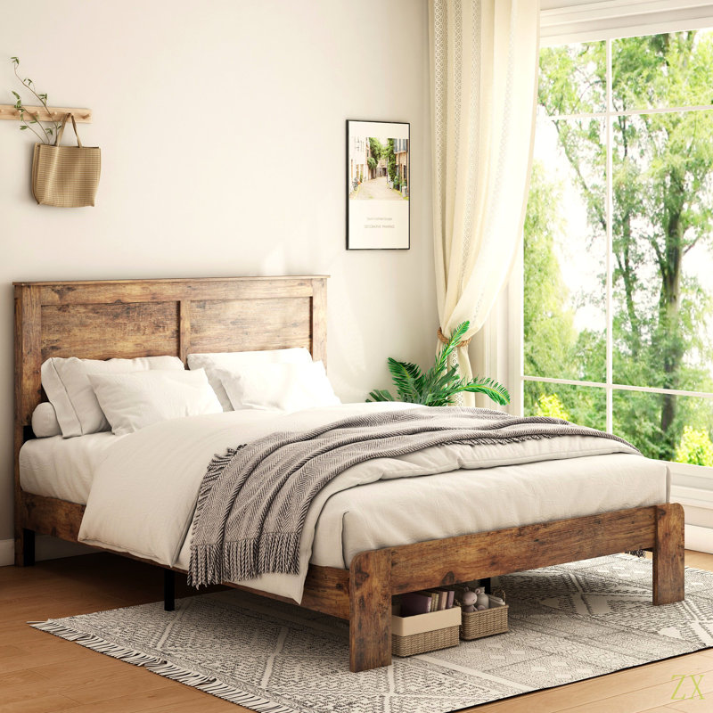 Bed Frame King Size, Platform Bed Frame , Noise Free,No Box Spring Needed And Easy Assembly Tool,Large Under Bed Storage