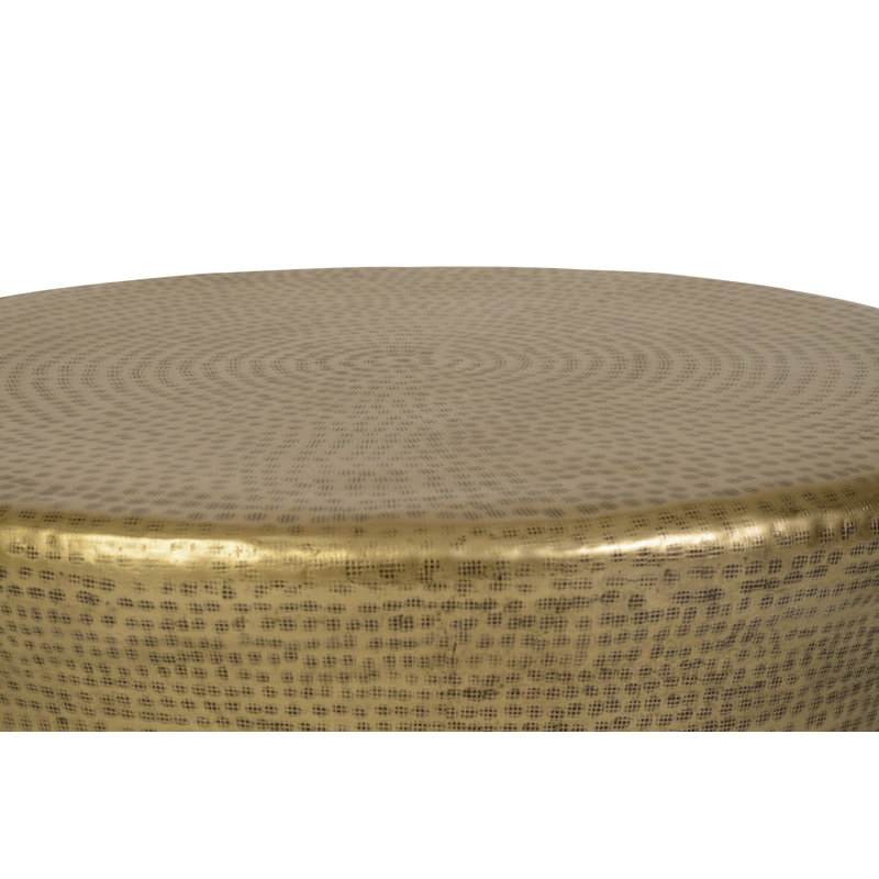 Gary Solid Wood Drum Coffee Table, Gold