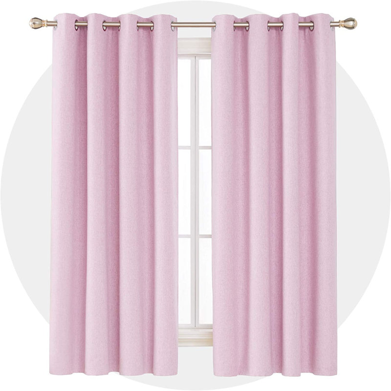 Blackout Door Curtain Pair, 117 W x 138 D cm, Pink