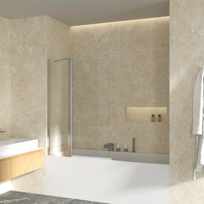 Jraty 39'' W x 55'' H Door Frameless Tub Door in Silver