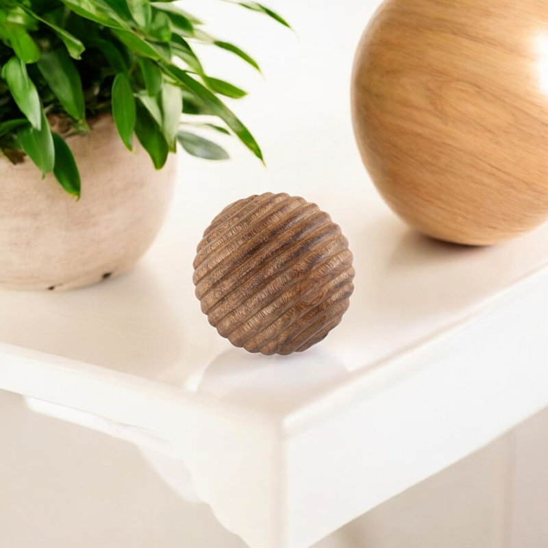 Nena Decorative Wooden Orb, 4" H x 4" W x 4" D