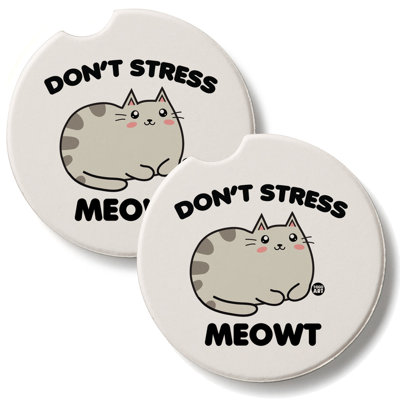 «Don't Stress Cat», ensemble de 2 sous-verres en pierre