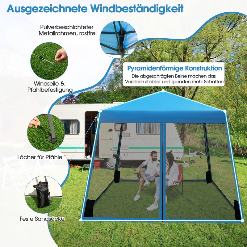 3m x 3m Metal Pop Up Gazebo, Blue