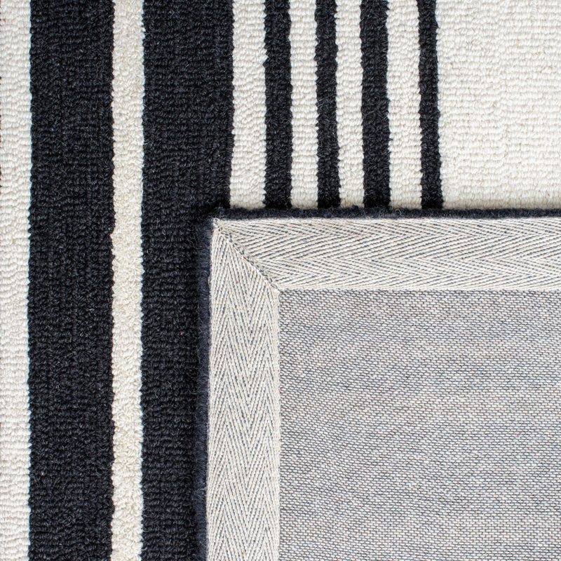 Hanchett Hand Tufted Wool And Cotton With Latex Striped Rug, Rectangle 3' x 5'