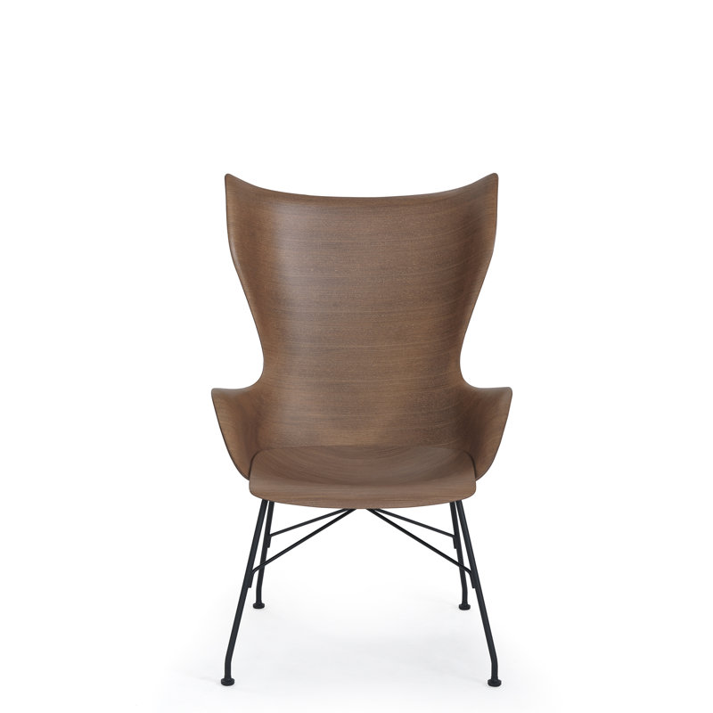 K/Wood Lounge Chair, Veneer Dark Wood with Black