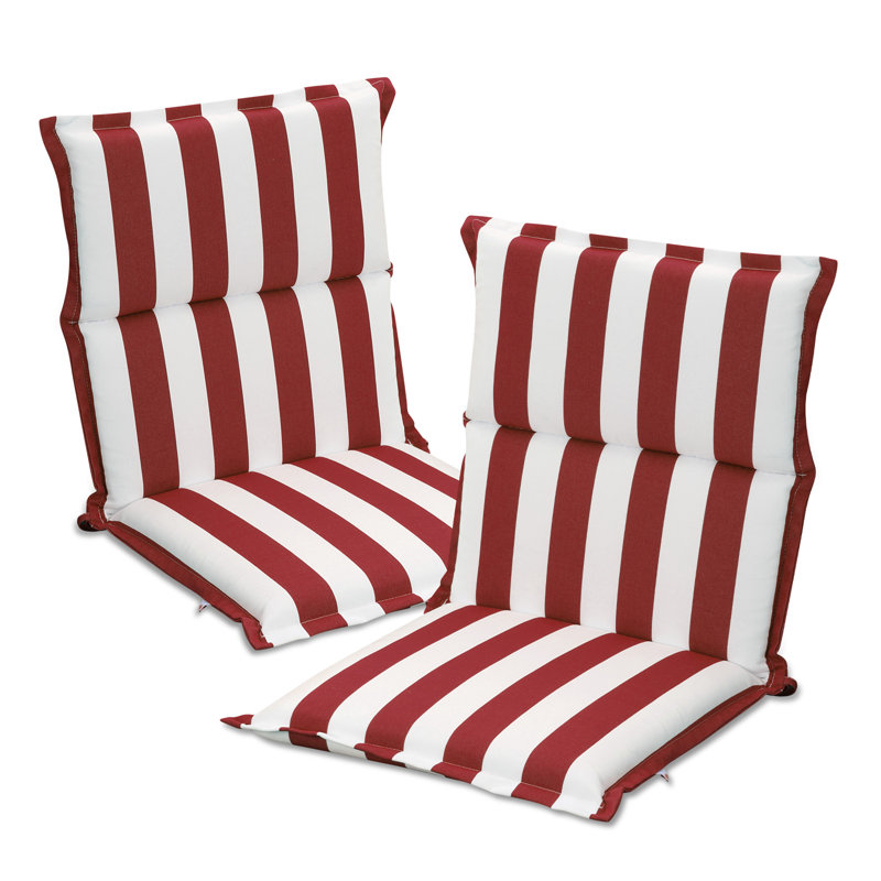 2 Pack Outdoor Chair Cushions, 100x50x6 cm, Red