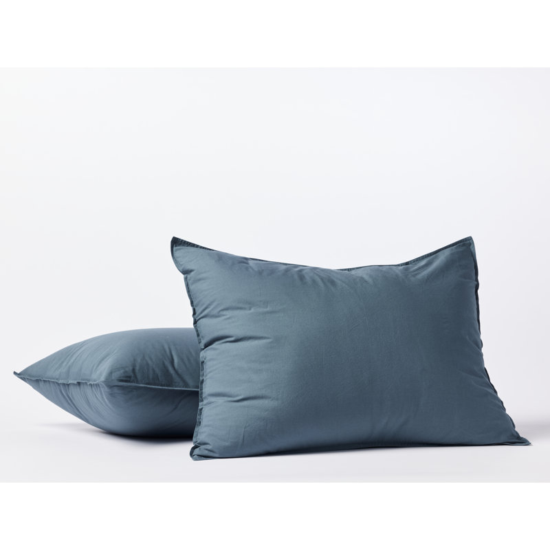 Organic Crinkled Percale Sham, Hazel Chambray, Standard