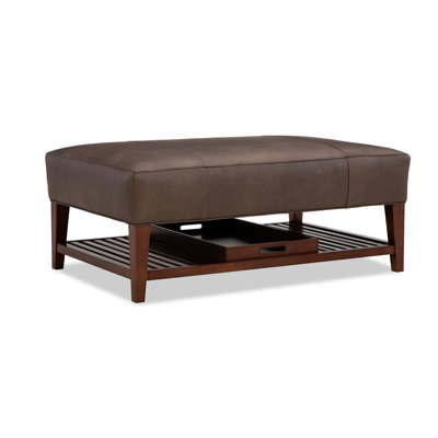  Repose-pieds de 48 po rectangulaire avec rangement en cuir véritable