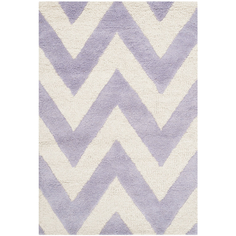 Sanyla Hand Tufted Wool Chevron Rug, Rectangle 3' x 5'