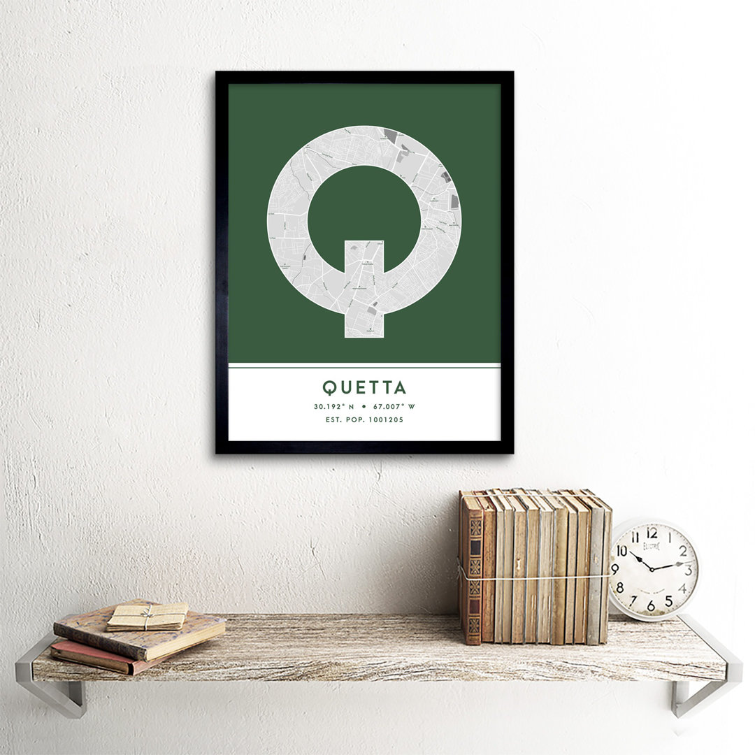 Quetta Pakistan City Map Green - Single Picture Frame Typography