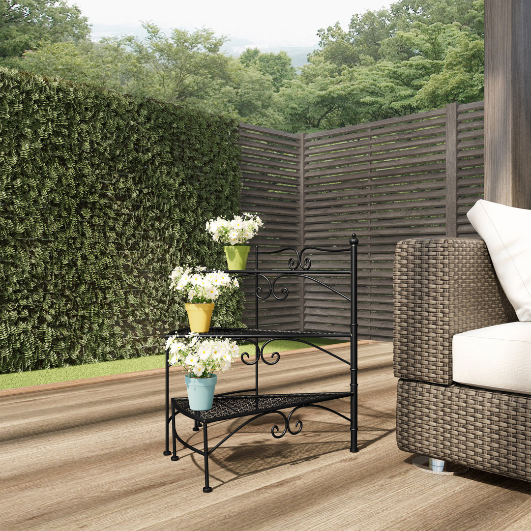 Macpherson 3-Tier Spiral Stairs Indoor or Outdoor Folding Plant Stand- Made out of Wrought Iron Ophelia & Co. 