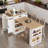 Extendable Island With Power Outlet, Drawers, Double-side Storage, And Open Shelves