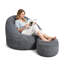 Fauteuil à billes surdimensionné avec repose-pieds, ensemble de salon à billes ergonomique rembourré de mousse déchiquetée avec fond antidérapant et housse lavable amovible pour le salon