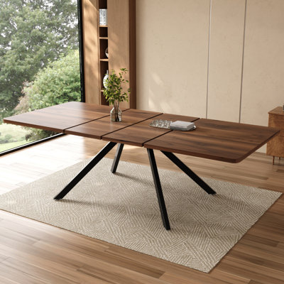 Modern 3-Length Extendable Dining Table with Metal Legs, Seats 6–10 People