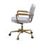 Chaise de bureau en cuir blanc antique - coussin épais et stable de 3 po, pivotant à 360 degrés, hauteur réglable, + gris, coussin optionnel, densité de la mousse D6,5, fabrication du siège