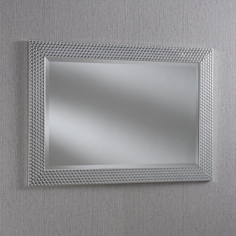 Arje Solid Wood Rectangle Mirror, 117cm H x 92cm W, Silver