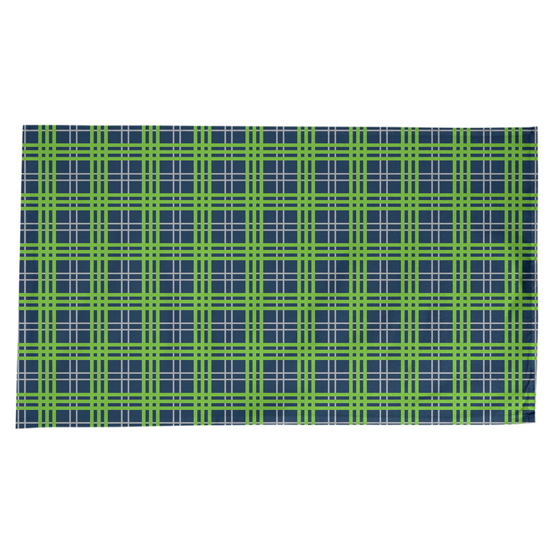 Nappe en mélange de coton à carreaux, Bleu marine collège / gris loup / vert action