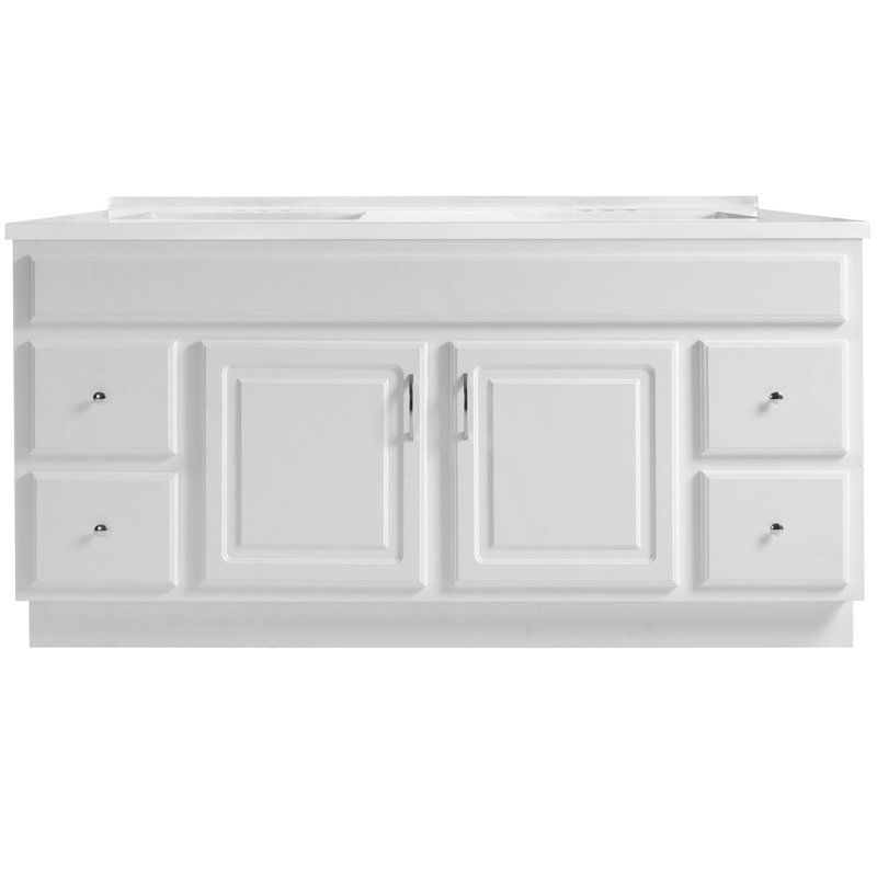 Concord 61 Inch Bathroom Vanity with Cultured Marble Top, Assembled, White