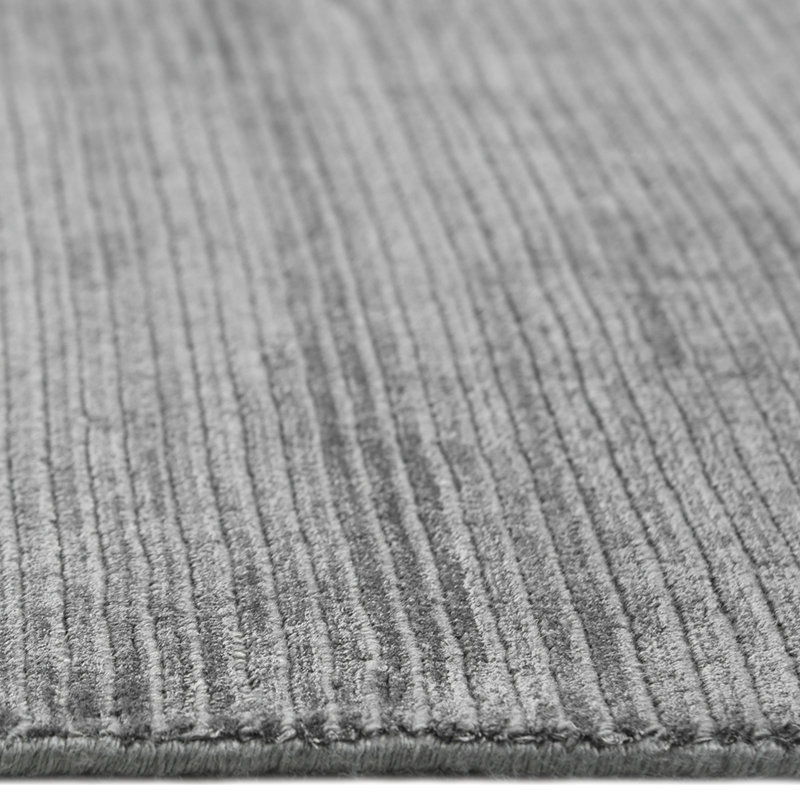 Cordi Hand Knotted Striped Area Rug in Gray, Rectangle 3' x 5'