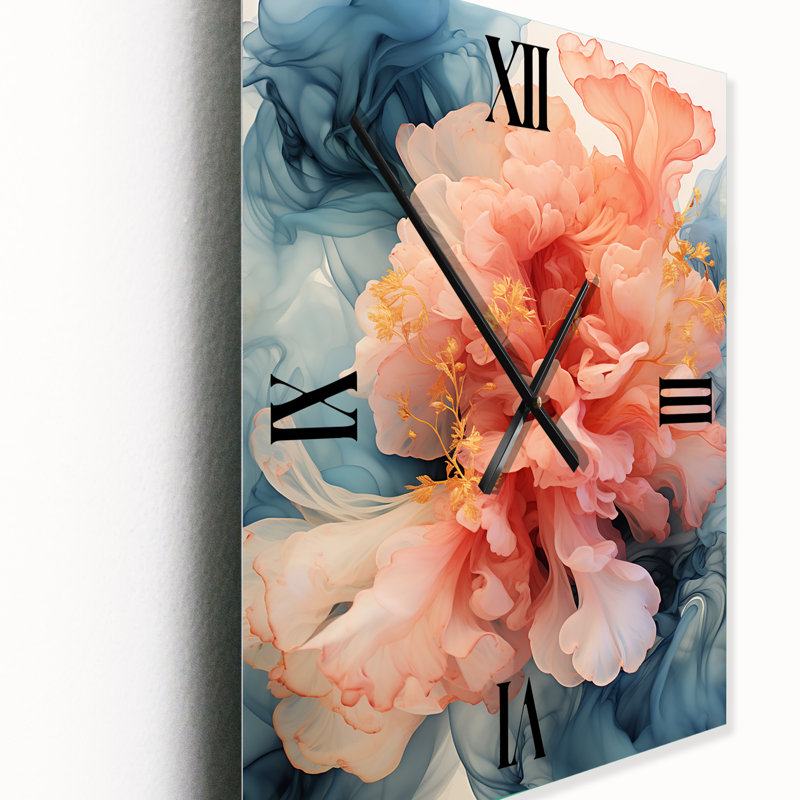 Abstraction liquide encre bleue - Très grandes horloges murales à encre liquide abstraite, H 32 po x l 16 po x P 1 po