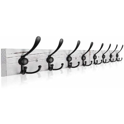 Porte-manteau mural de 80 cm, crochets muraux blancs vieillis, porte-serviettes rustique pour salle de bain, salon, manteaux, chapeaux et vêtements