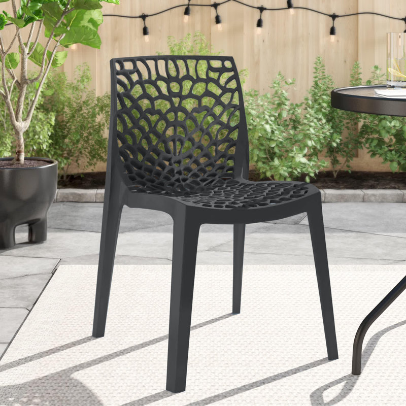 Rian Stacking Patio Dining Side Chair, Anthracite