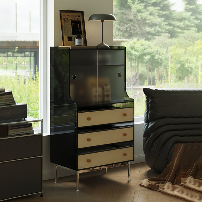 Armoire de rangement moderne et moderne, Noir
