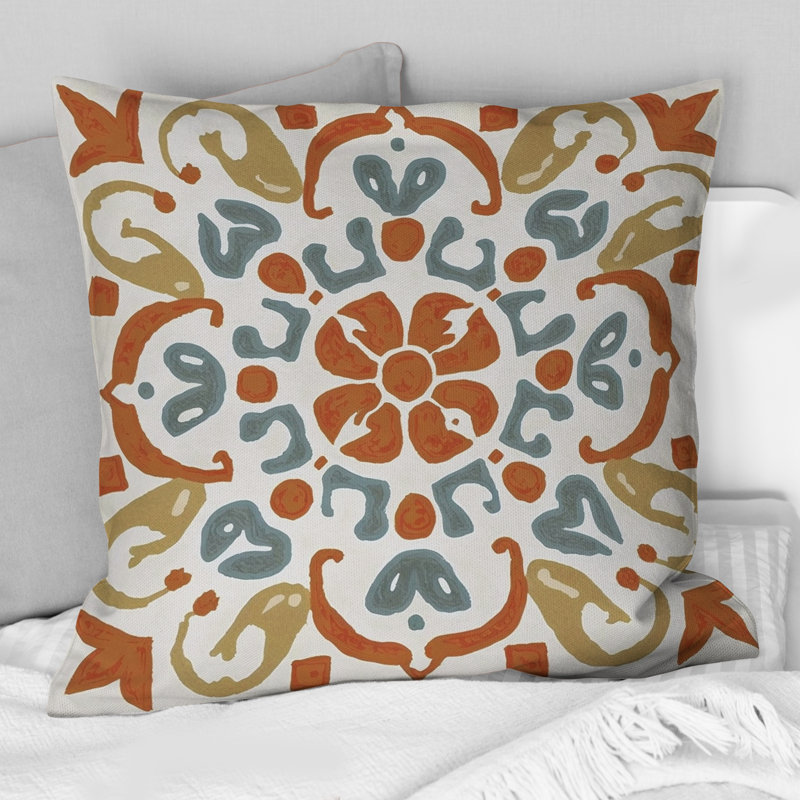 Moroccan Tiles In Earth Tones V - Coussin décoratif à imprimé abstrait