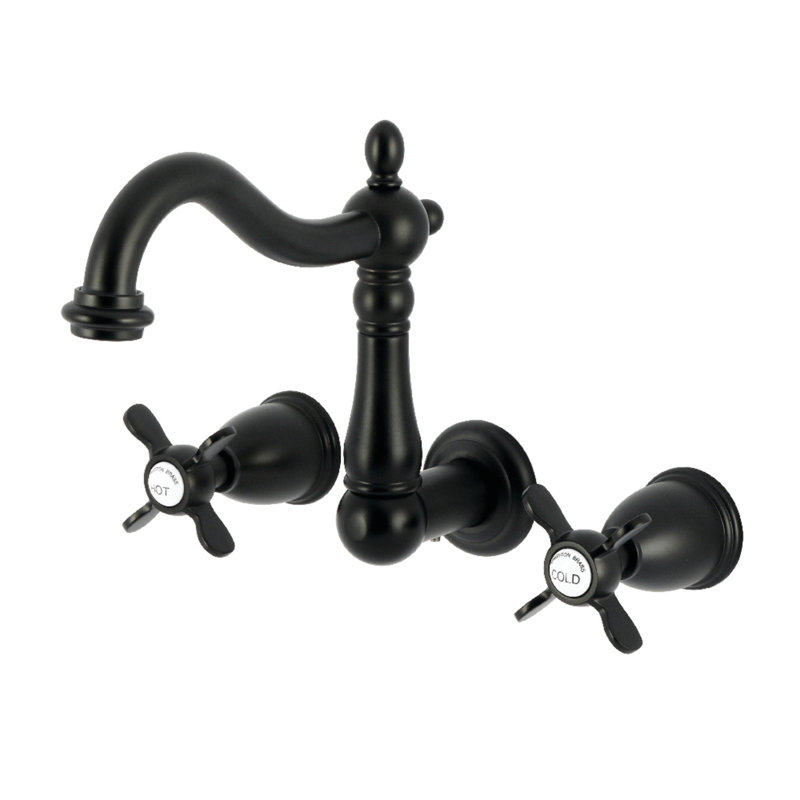 Heritage 8-Inch Matte Black Wall Mounted Bathroom Faucet