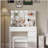 Vanity, Makeup Vanity Desk Set with Mirror & Light, Dressing Table Storage Lots with Power Strip, 3 Lighting Modes with Adjustable Brightness, 37 Inches  (White with Stool)