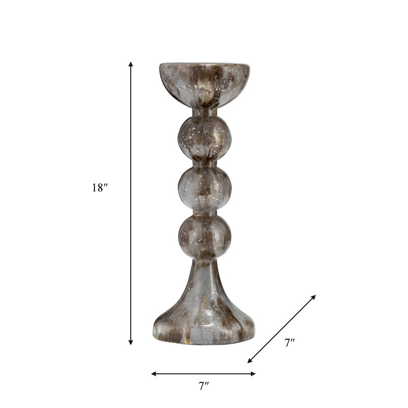 Elegant Sculptural Glass Candle Holder with Glam Design and Decorative Taper Silhouette, Gold, 18" H x 7" W x 7" D