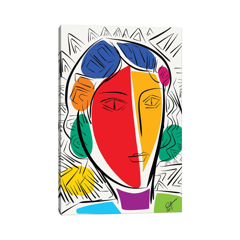 Cubist Multicolor Portrait by Emmanuel Signorino - Wrapped Canvas Print, 66.04 cm H x 45.72 cm W x 3.175 cm D