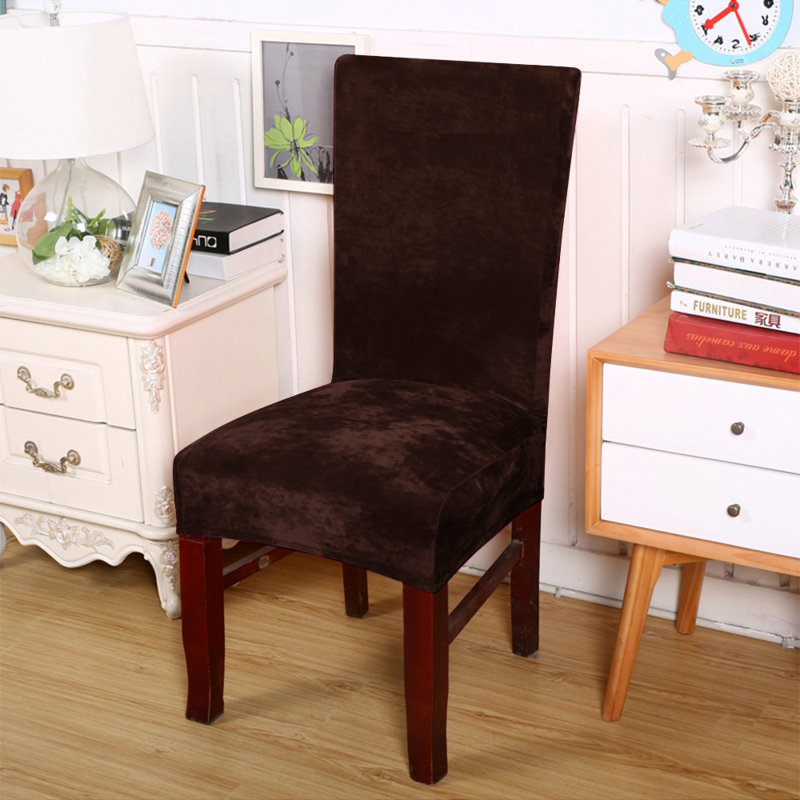Housse pour chaise de salle à manger, Mélange de polyester brun