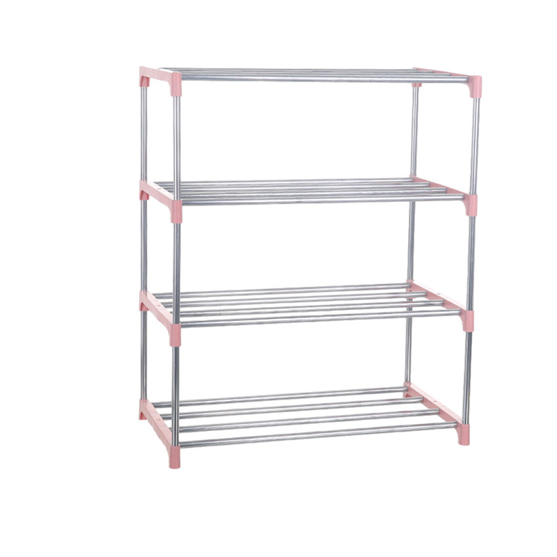 4-layer Stackable Small Shoe Rack Suitable For Shoe Rack Storage Boxes At Entrances Corridors And Closets, Pink Blue Green