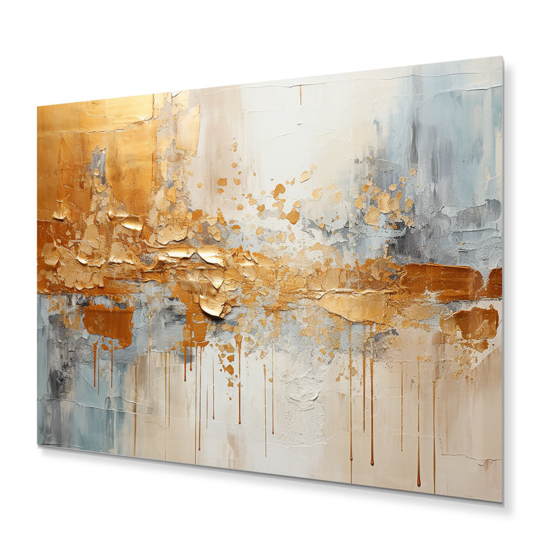 Golden Gleam I - Abstract Collages Metal Wall Decor, 12" H x 20" W